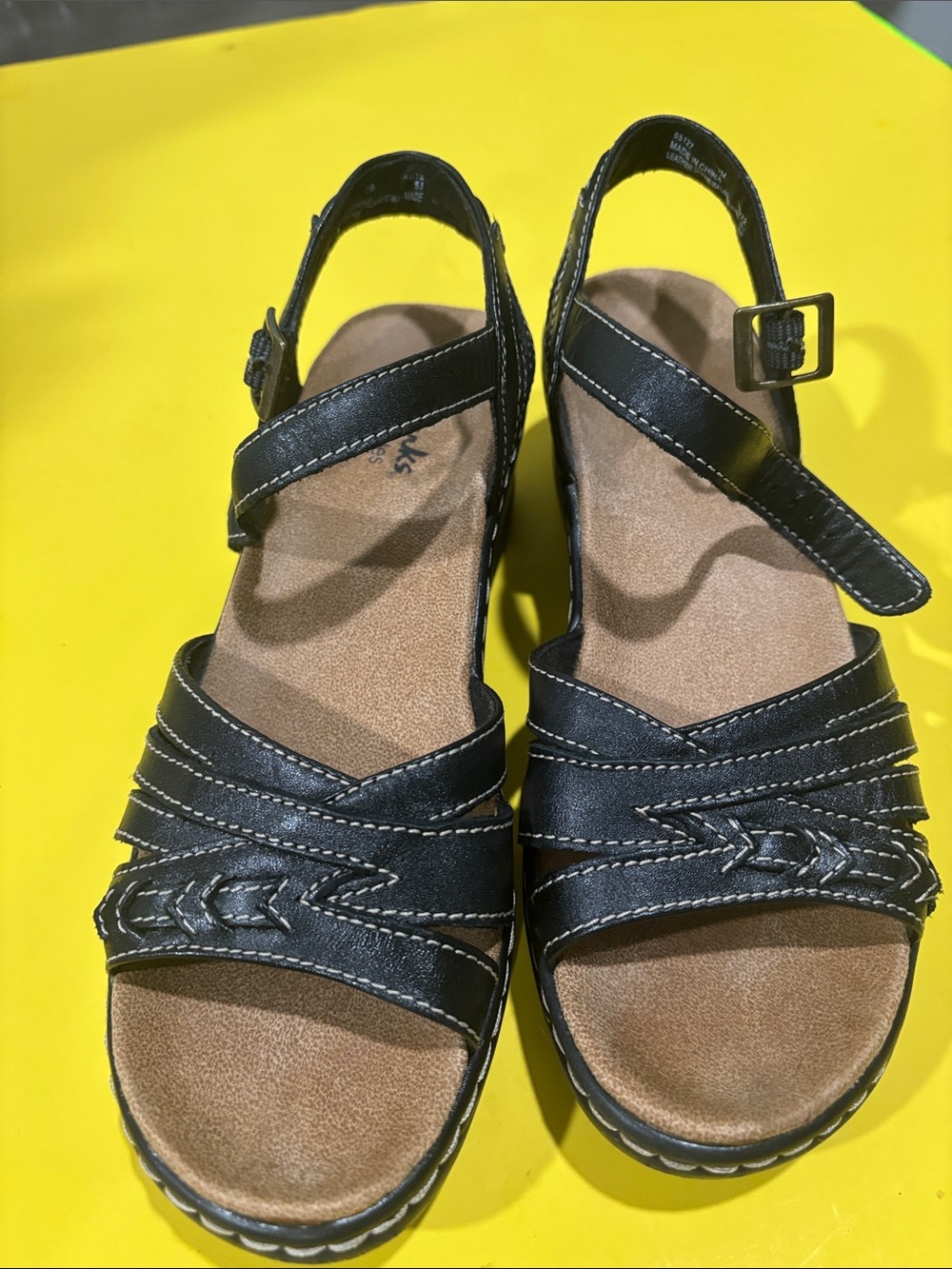 Clarks Black Leather Slingback Comfort Sandals